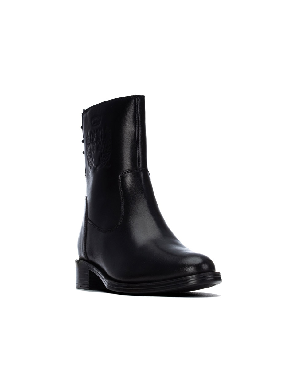 Botines de mujer con cordones de piel - Carmela - Negro Negro-3