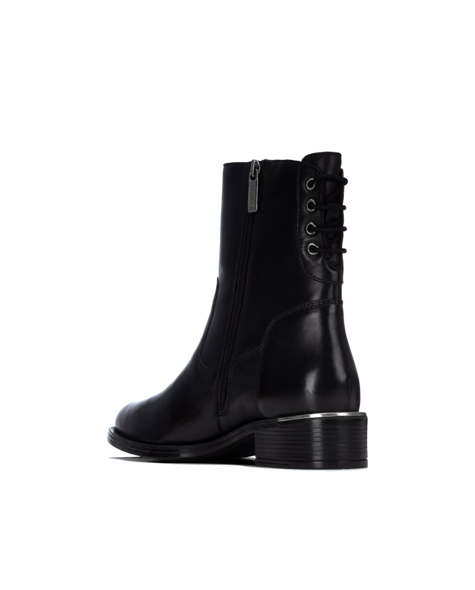 Botines de mujer con cordones de piel - Carmela - Negro Negro-2