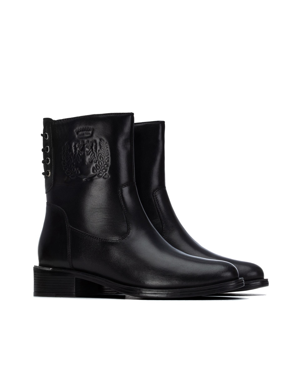 Botines de mujer con cordones de piel - Carmela - Negro Negro-4