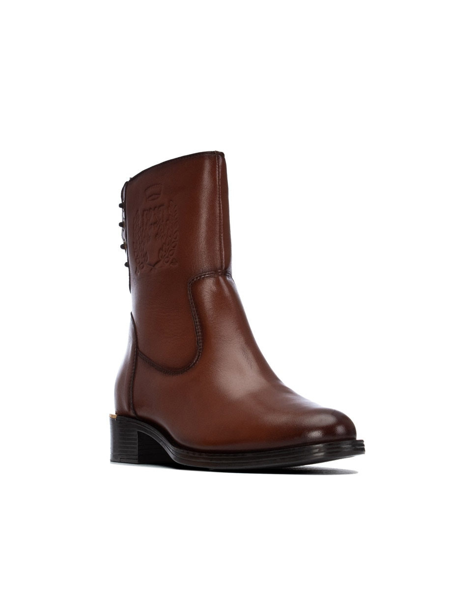 Botines de mujer con cordones de piel - Carmela - Camel Camel-3