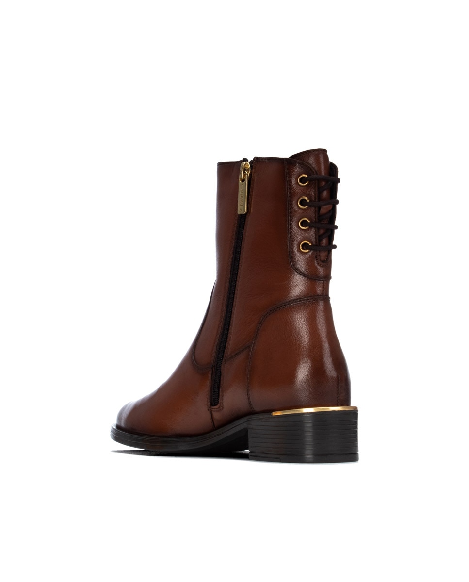 Botines de mujer con cordones de piel - Carmela - Camel Camel-2