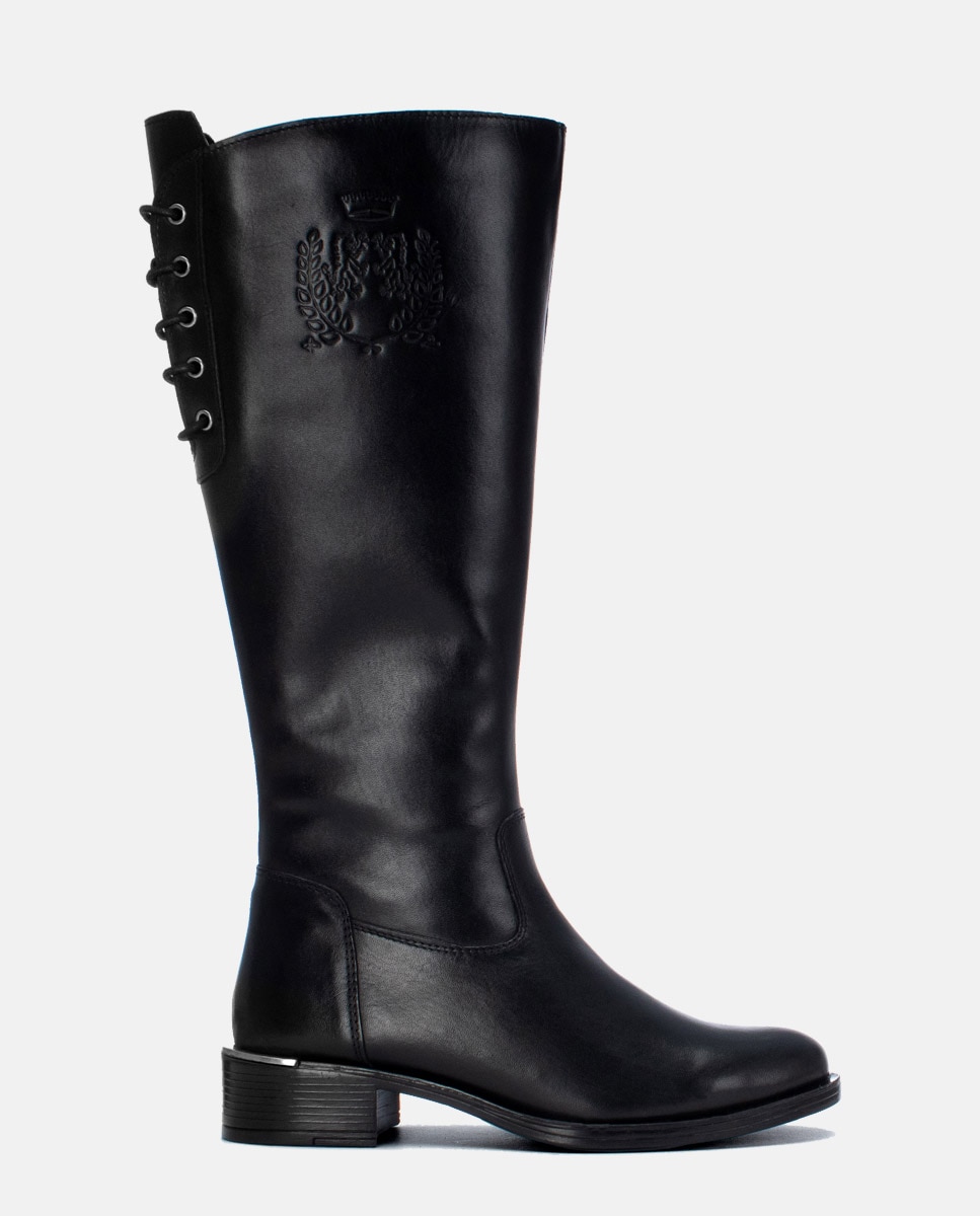 Bota de mujer con cremallera de piel - Carmela - Negro Negro-1