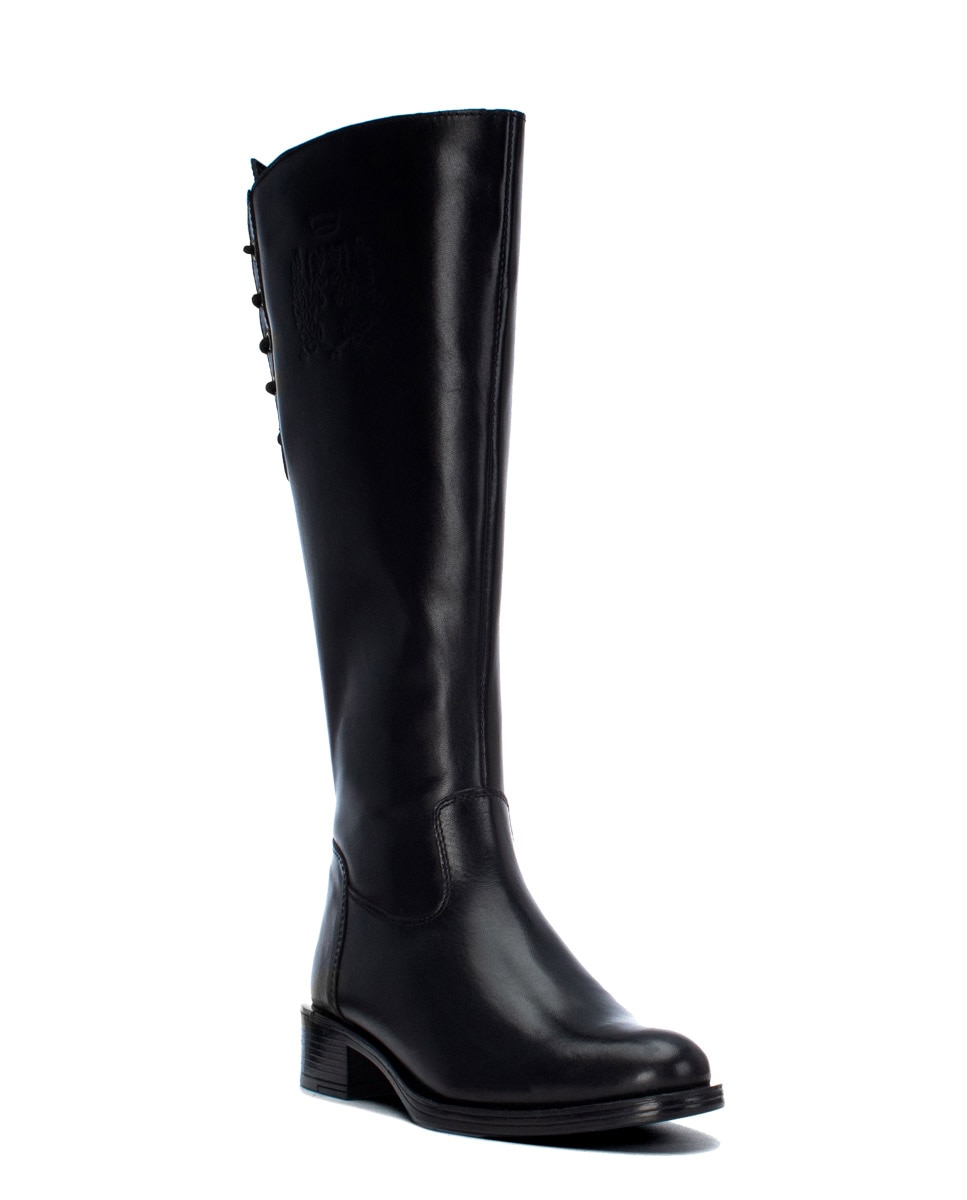 Bota de mujer con cremallera de piel - Carmela - Negro Negro-3