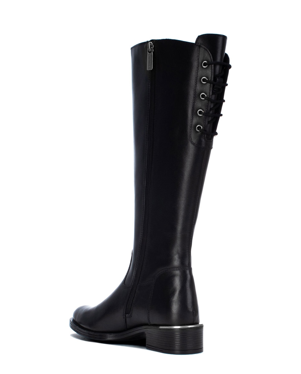Bota de mujer con cremallera de piel - Carmela - Negro Negro-2