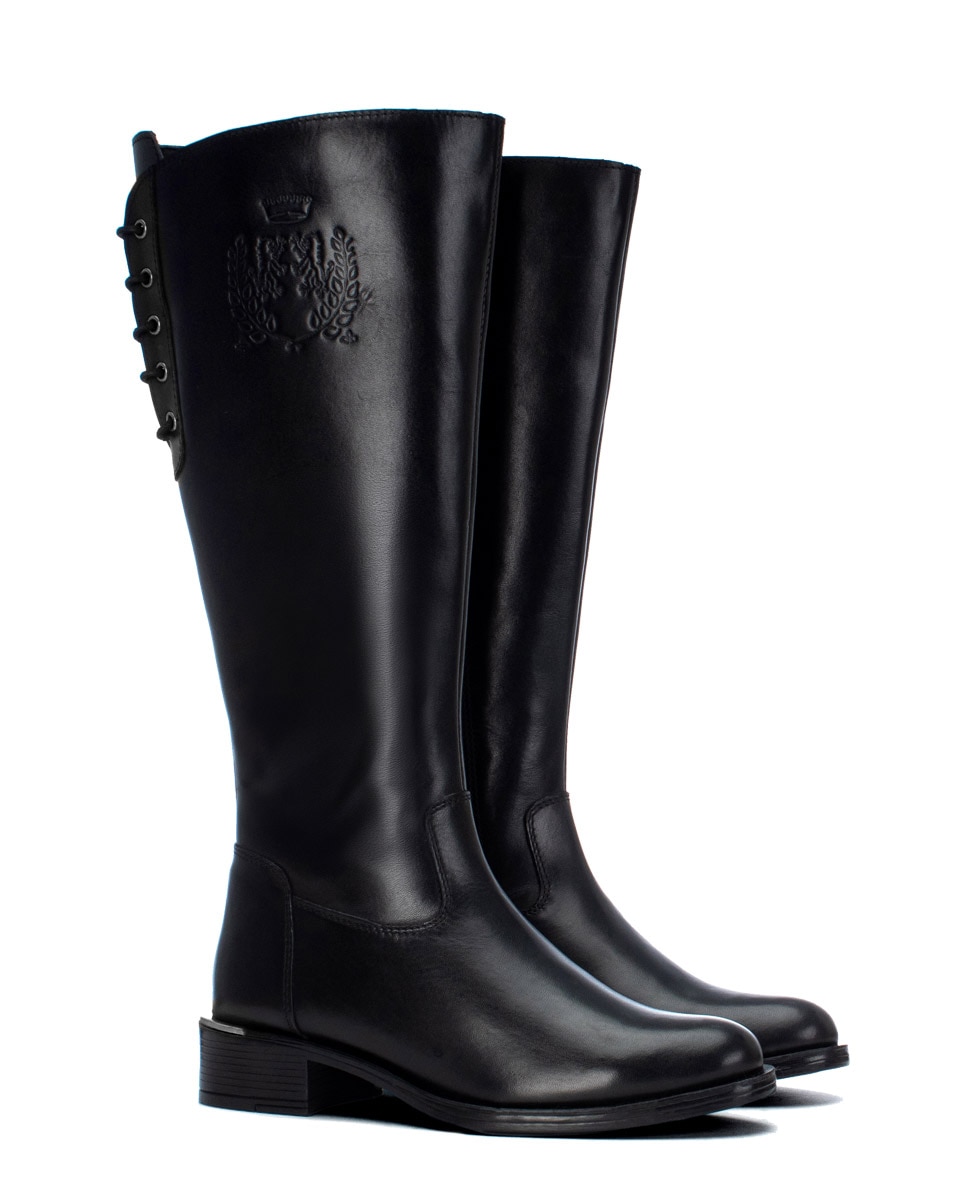 Bota de mujer con cremallera de piel - Carmela - Negro Negro-4