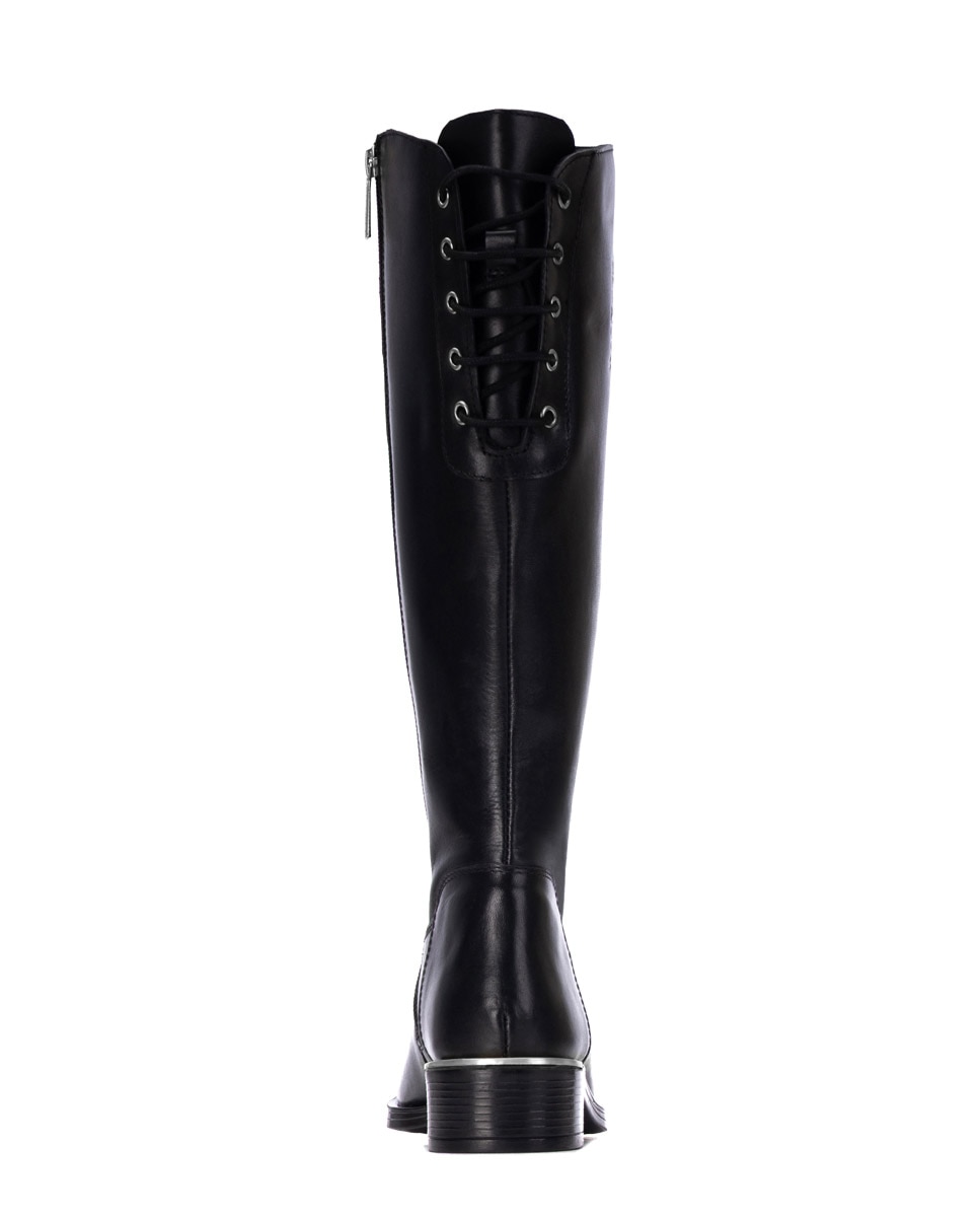 Bota de mujer con cremallera de piel - Carmela - Negro Negro-5