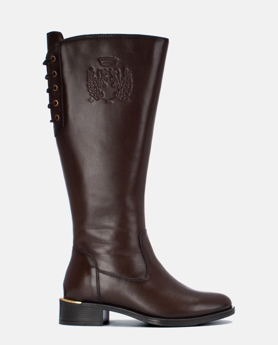 Bota de mujer con cremallera de piel - Carmela - Marrón Marrón-1