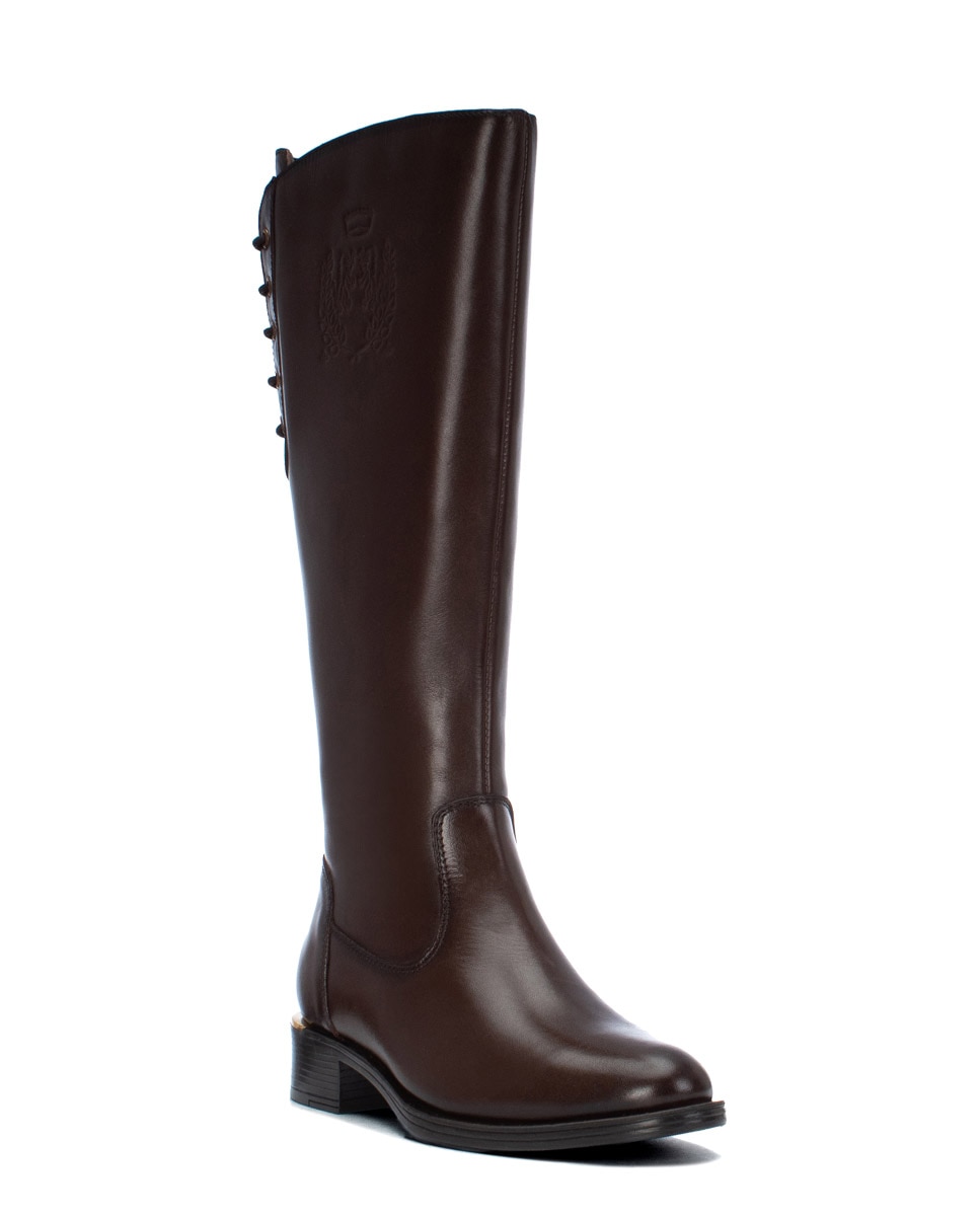 Bota de mujer con cremallera de piel - Carmela - Marrón Marrón-2