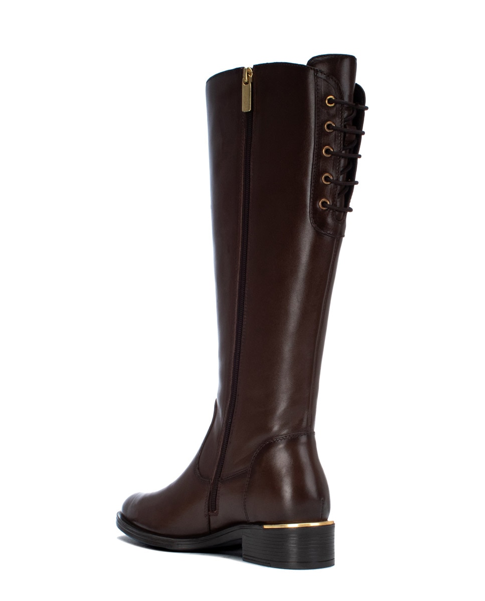 Bota de mujer con cremallera de piel - Carmela - Marrón Marrón-3