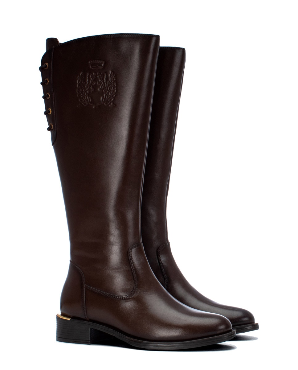 Bota de mujer con cremallera de piel - Carmela - Marrón Marrón-4