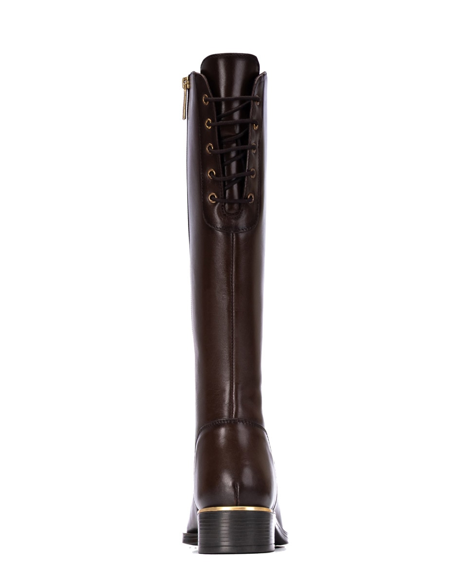 Bota de mujer con cremallera de piel - Carmela - Marrón Marrón-5