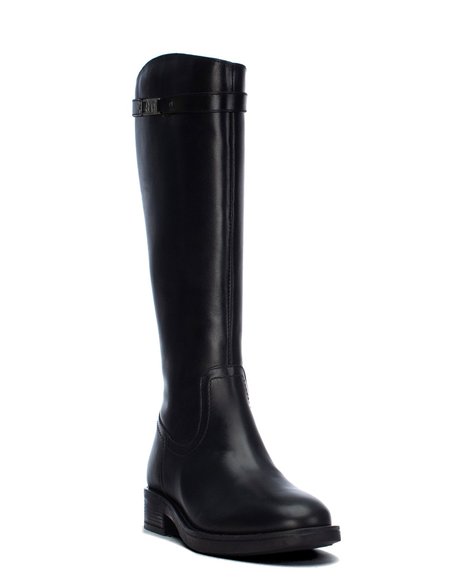 Bota de mujer con cremallera de piel - Carmela - Negro Negro-3