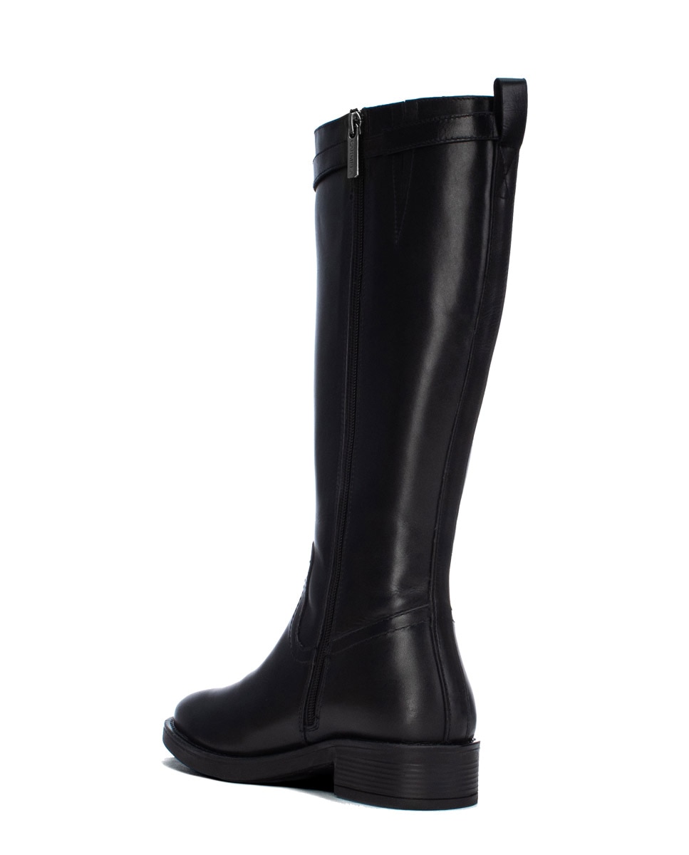 Bota de mujer con cremallera de piel - Carmela - Negro Negro-2