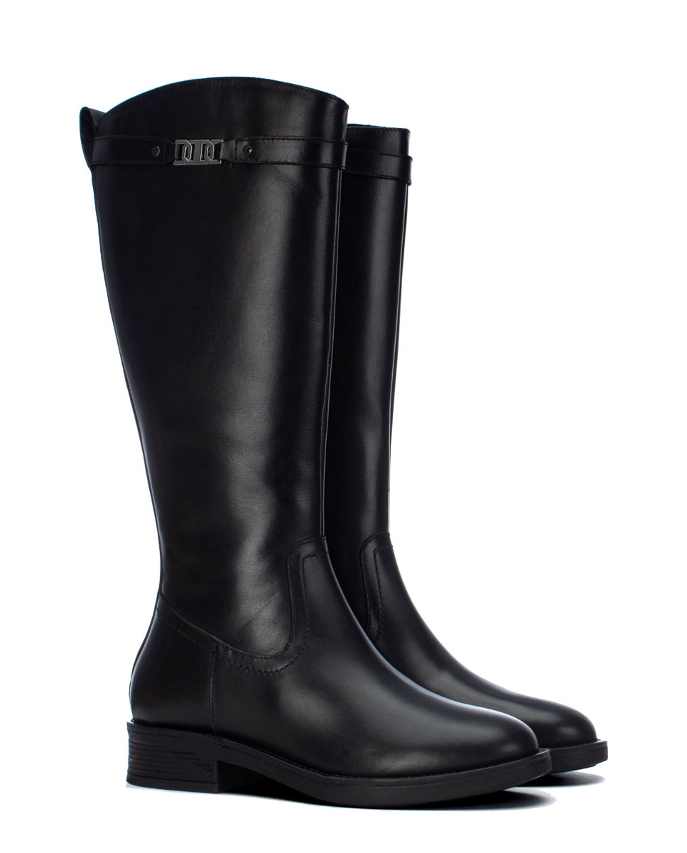 Bota de mujer con cremallera de piel - Carmela - Negro Negro-4
