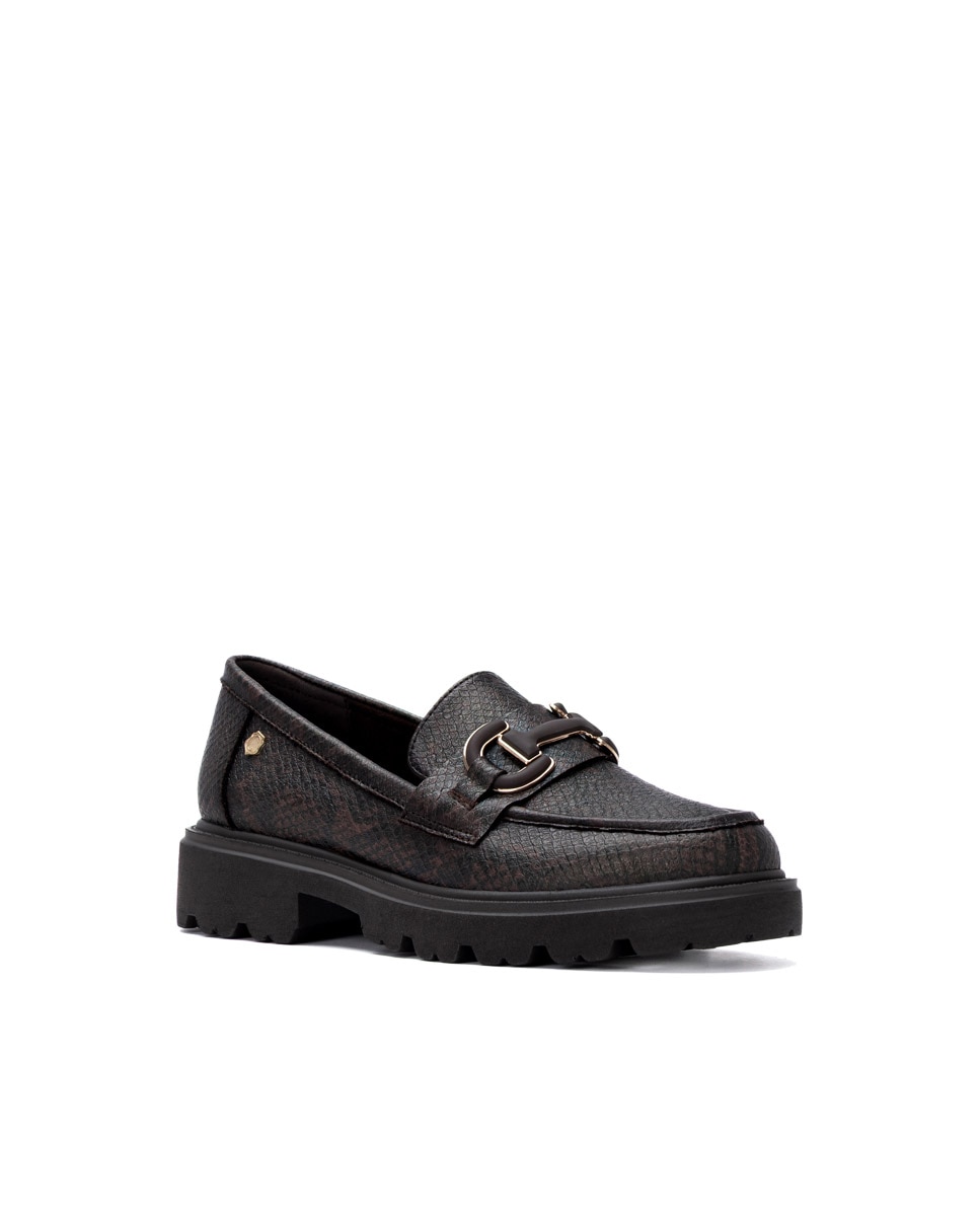 Mocasín con hebilla de mujer - Carmela - Marrón Marrón-3