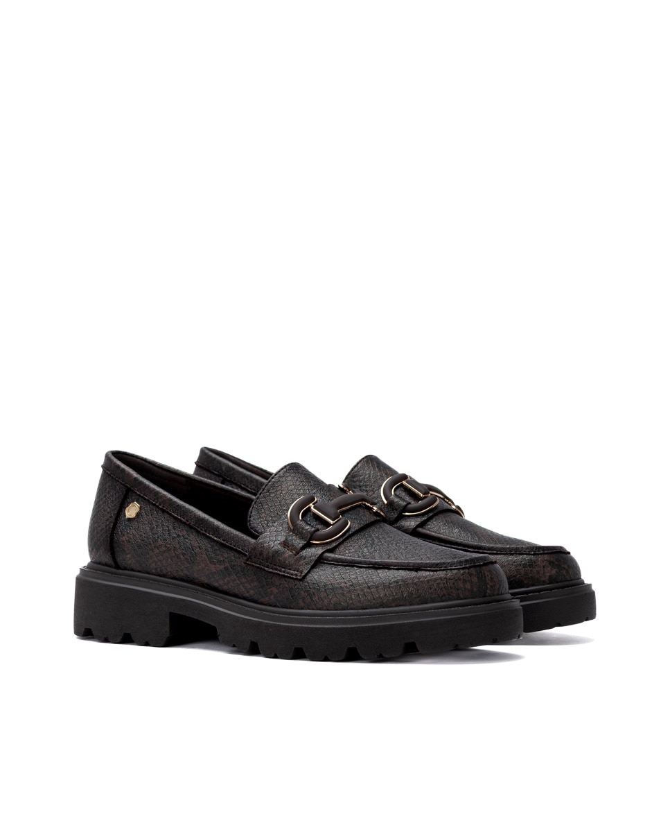 Mocasín con hebilla de mujer - Carmela - Marrón Marrón-4