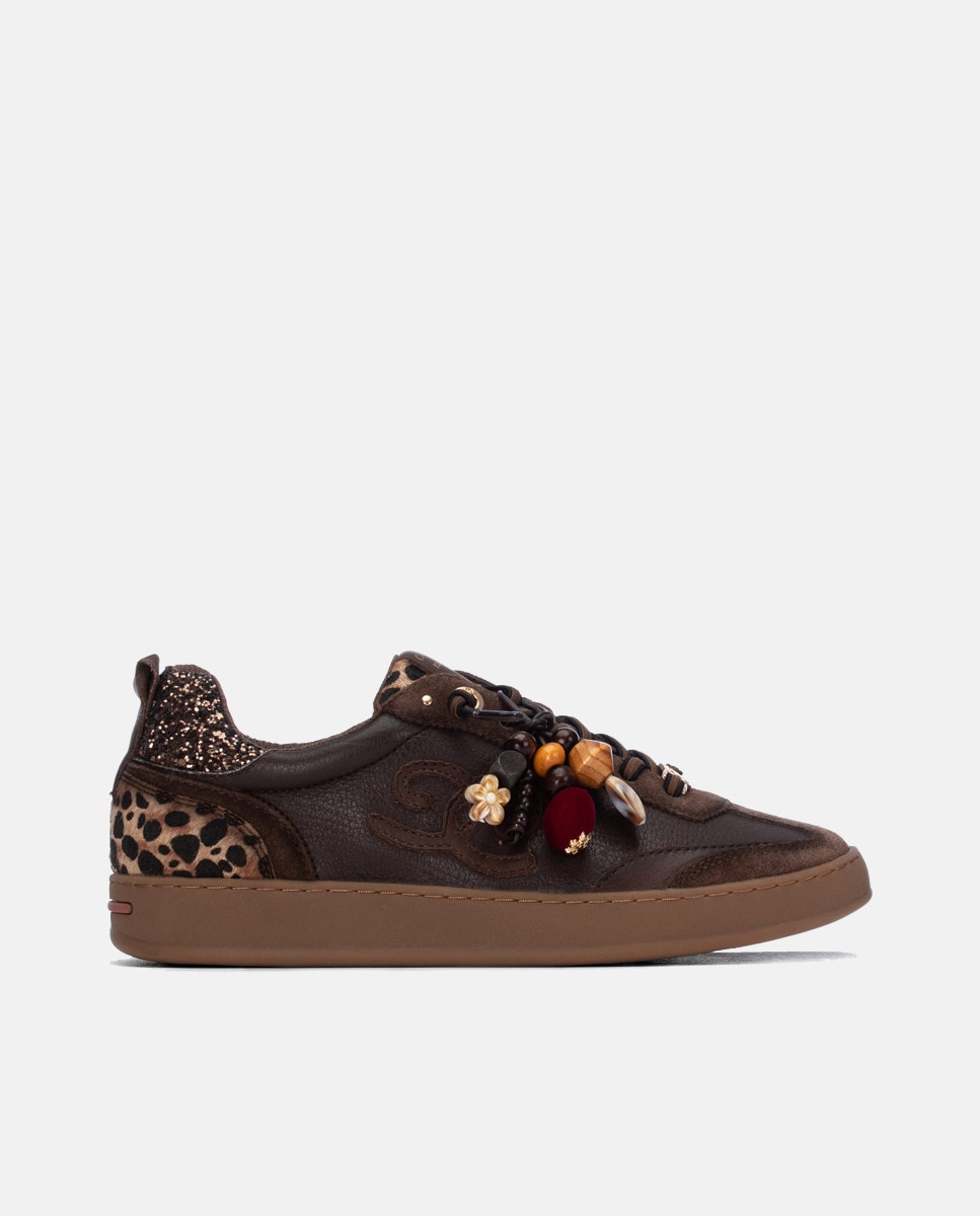 Zapatilla de mujer con cordones - Carmela - Marrón Marrón-1