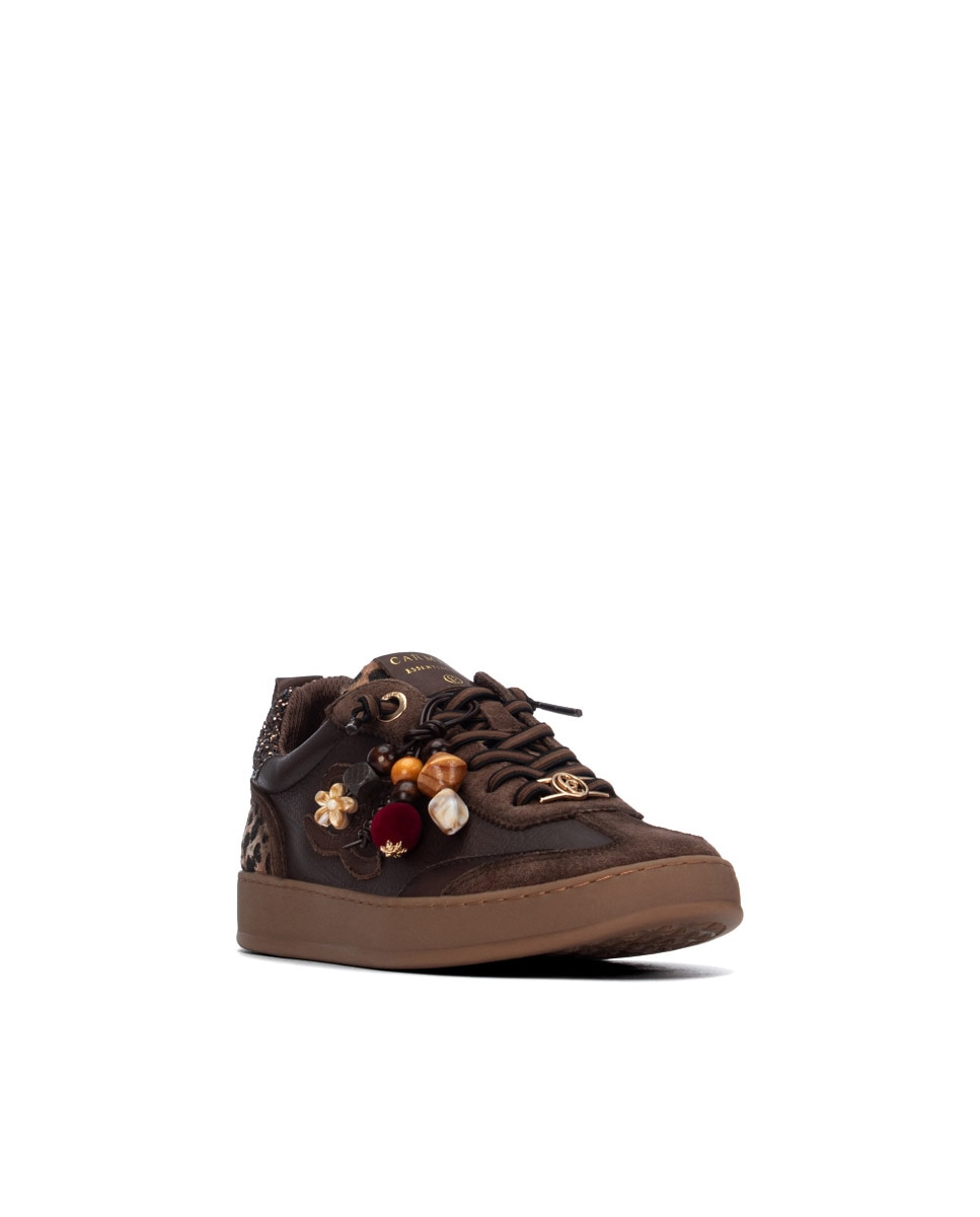Zapatilla de mujer con cordones - Carmela - Marrón Marrón-3
