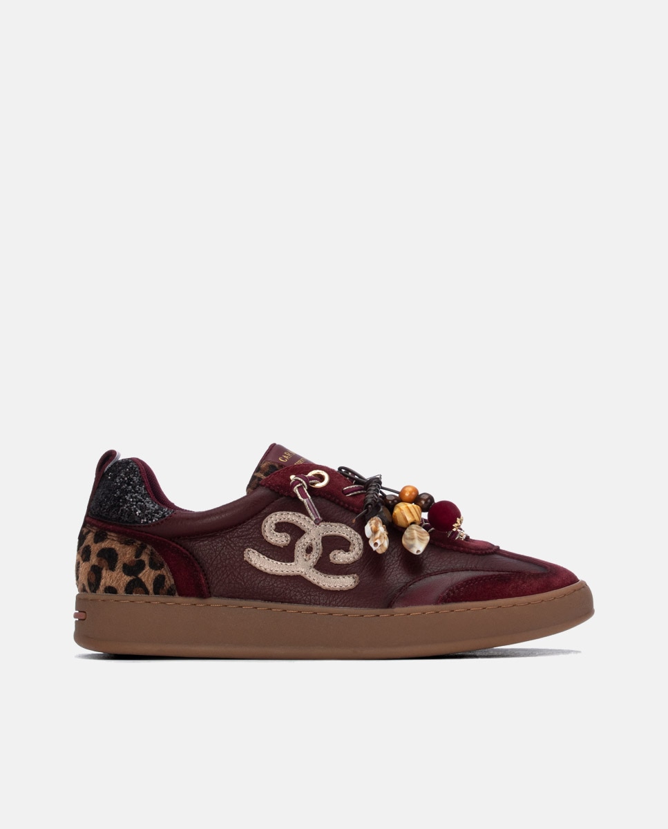 Zapatilla de mujer con cordones - Carmela - Burdeos Burdeos-1