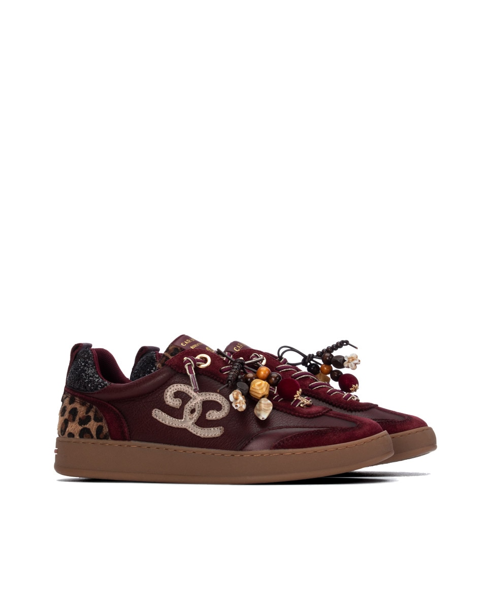 Zapatilla de mujer con cordones - Carmela - Burdeos Burdeos-4