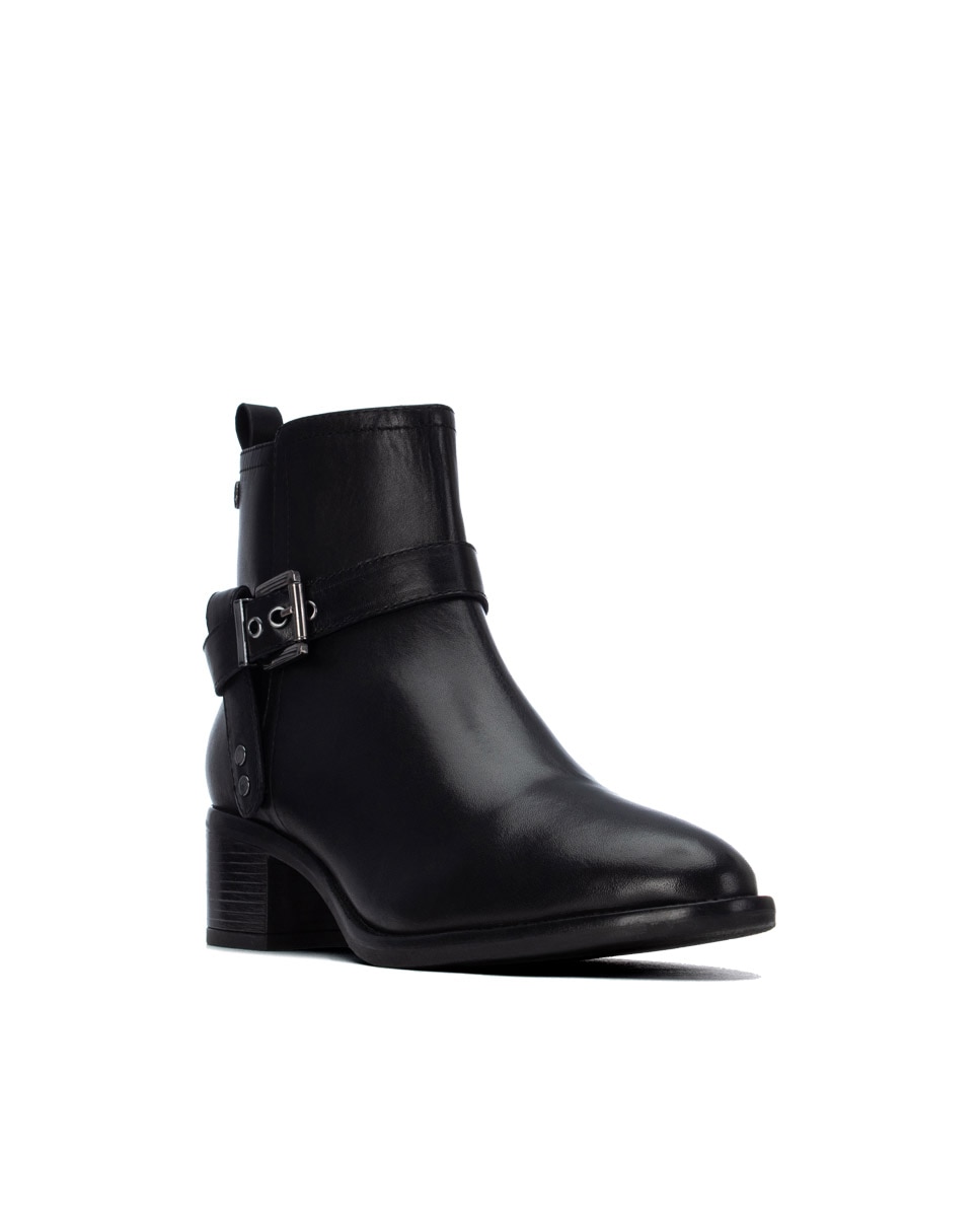 Botines de mujer con cremallera de piel - Carmela - Negro Negro-3