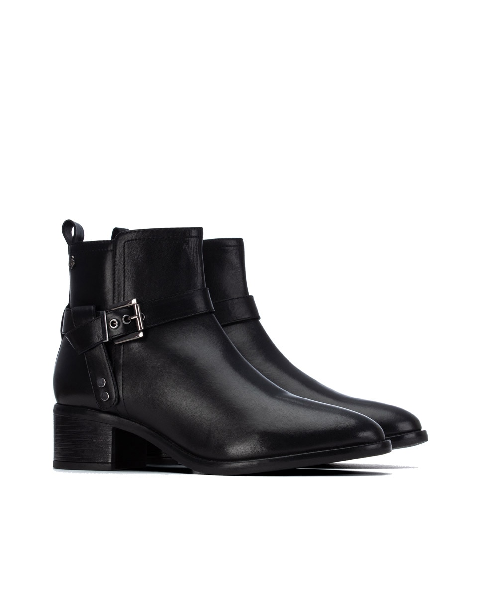 Botines de mujer con cremallera de piel - Carmela - Negro Negro-4