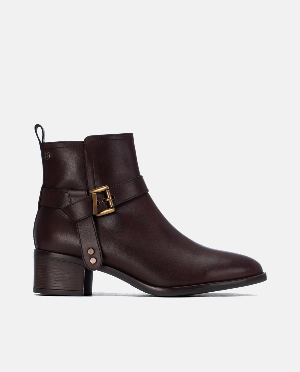 Botines de mujer con cremallera de piel - Carmela - Marrón Marrón-1