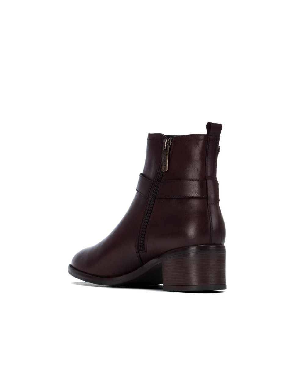 Botines de mujer con cremallera de piel - Carmela - Marrón Marrón-2