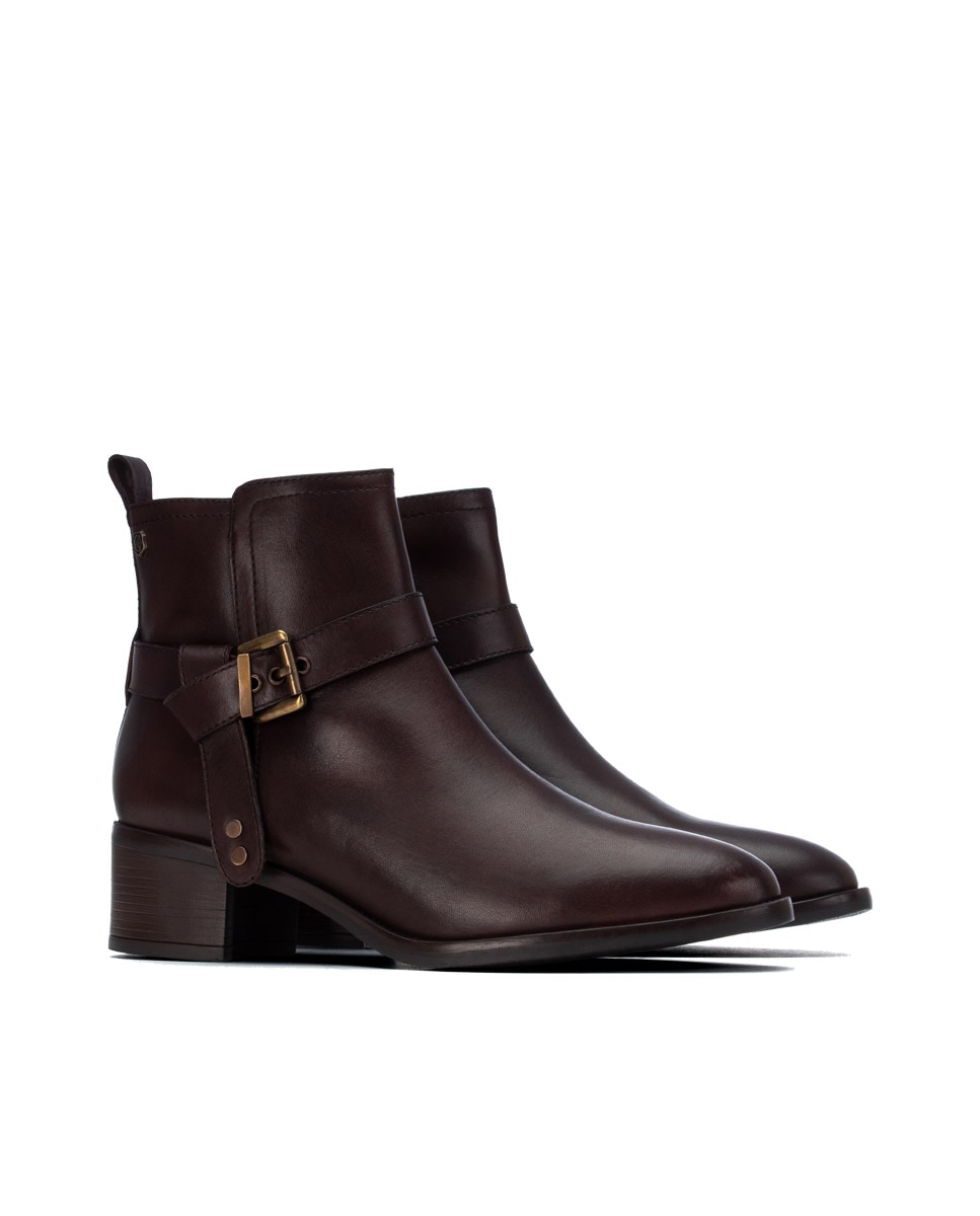 Botines de mujer con cremallera de piel - Carmela - Marrón Marrón-4