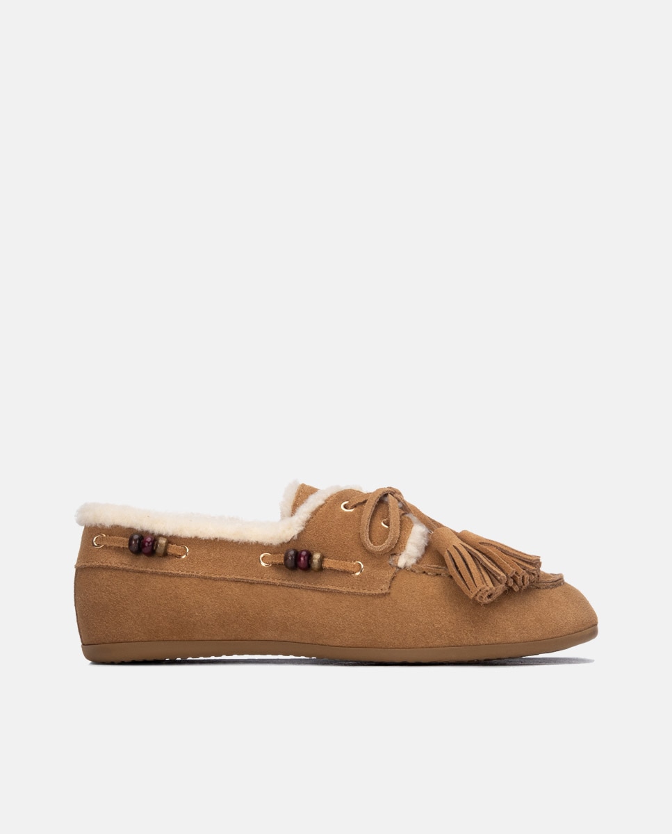 Mocasín de mujer de piel - Carmela - Camel Camel-1
