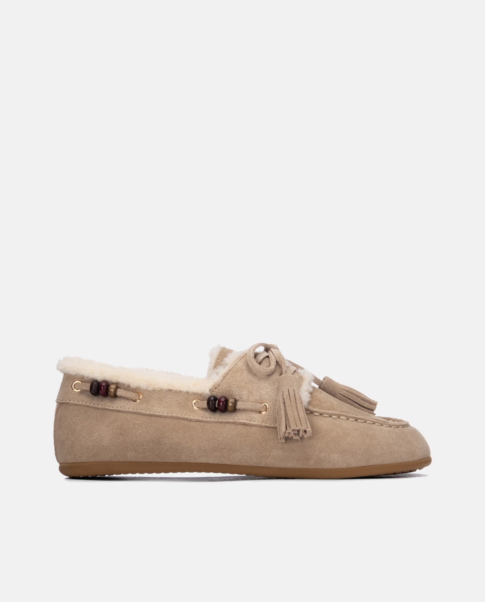 Mocasín de mujer de piel - Carmela - Beige Beige-1