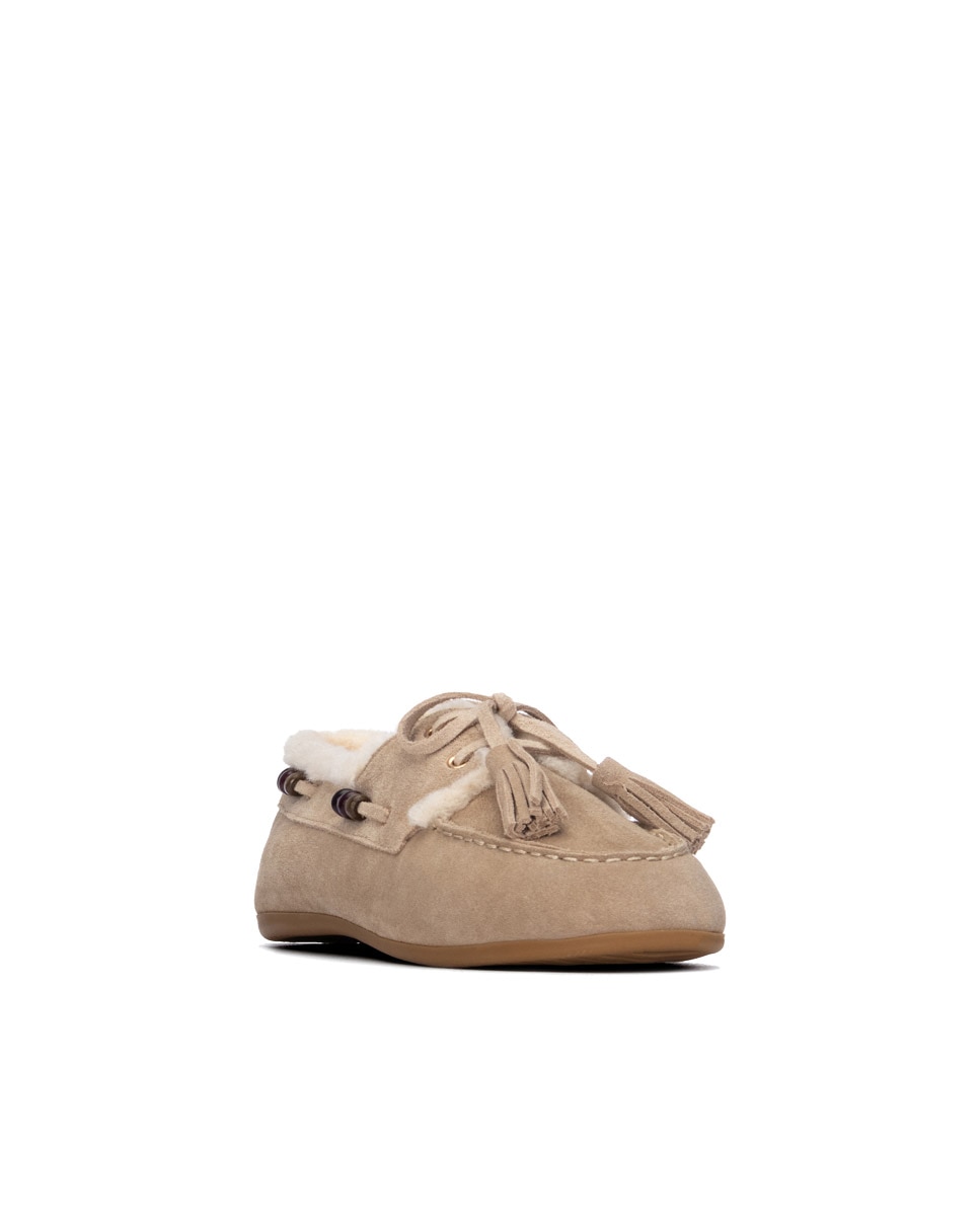 Mocasín de mujer de piel - Carmela - Beige Beige-3