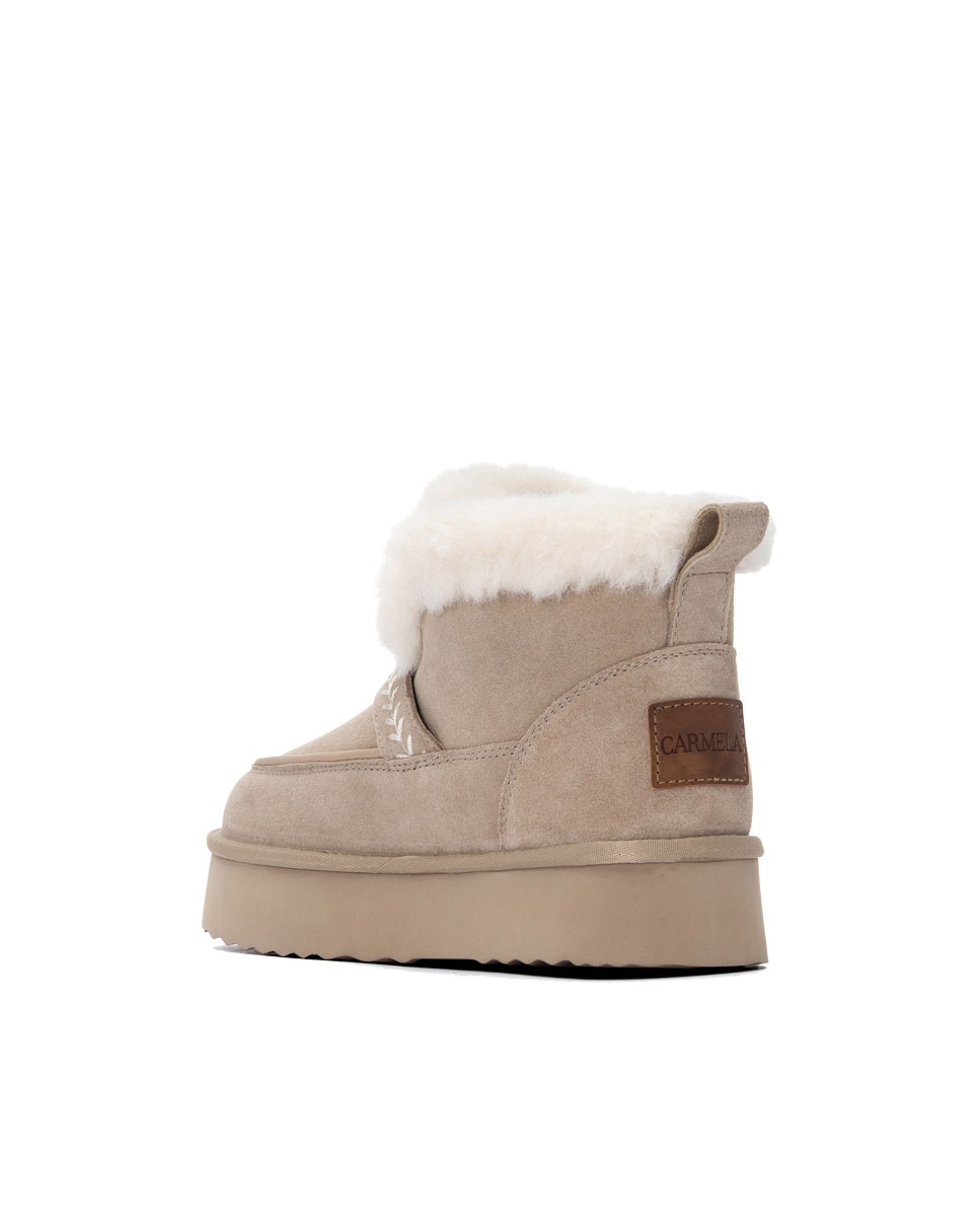 Botines con pelo de mujer de piel - Carmela - Beige Beige-2