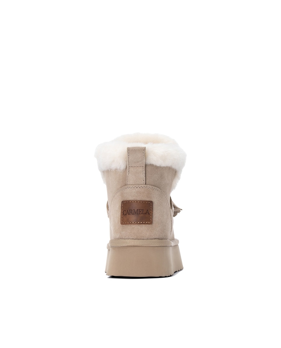Botines con pelo de mujer de piel - Carmela - Beige Beige-5