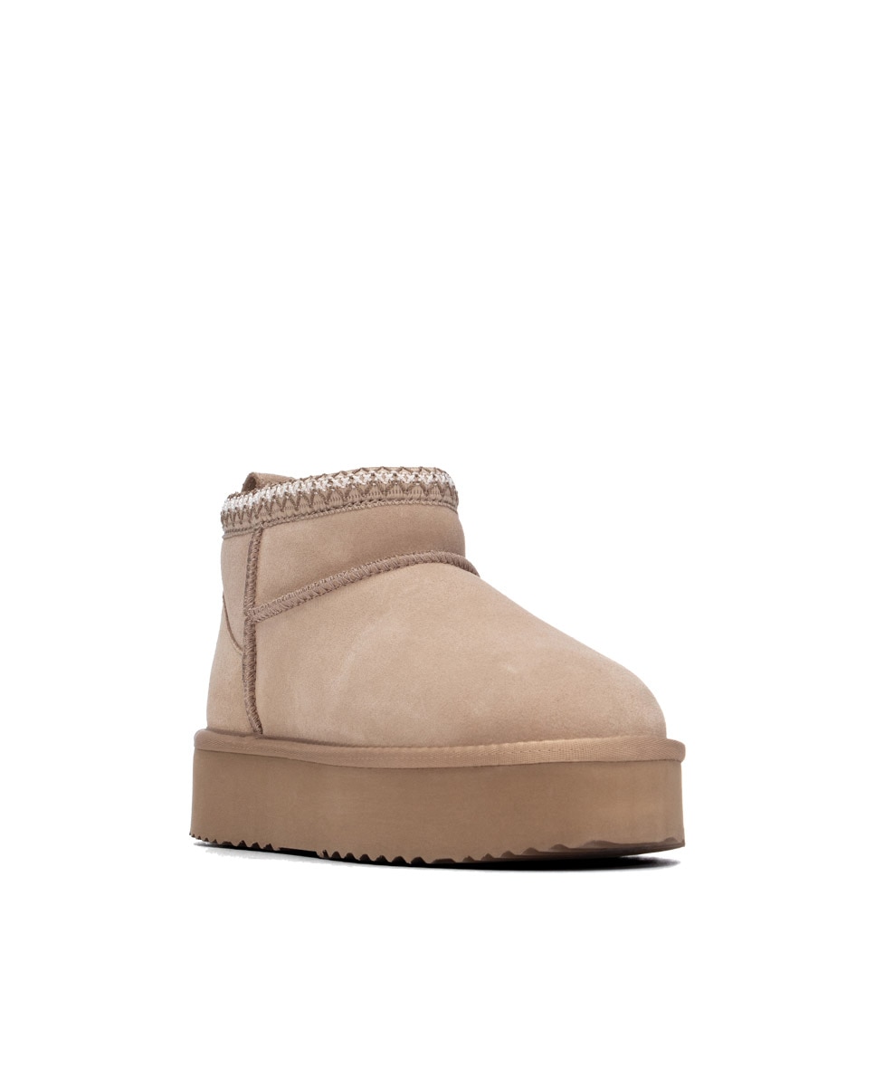 Botines con pelo de mujer de piel - Carmela - Beige Beige-3