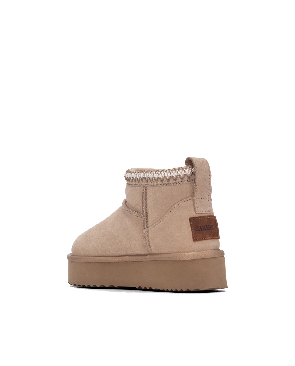 Botines con pelo de mujer de piel - Carmela - Beige Beige-2