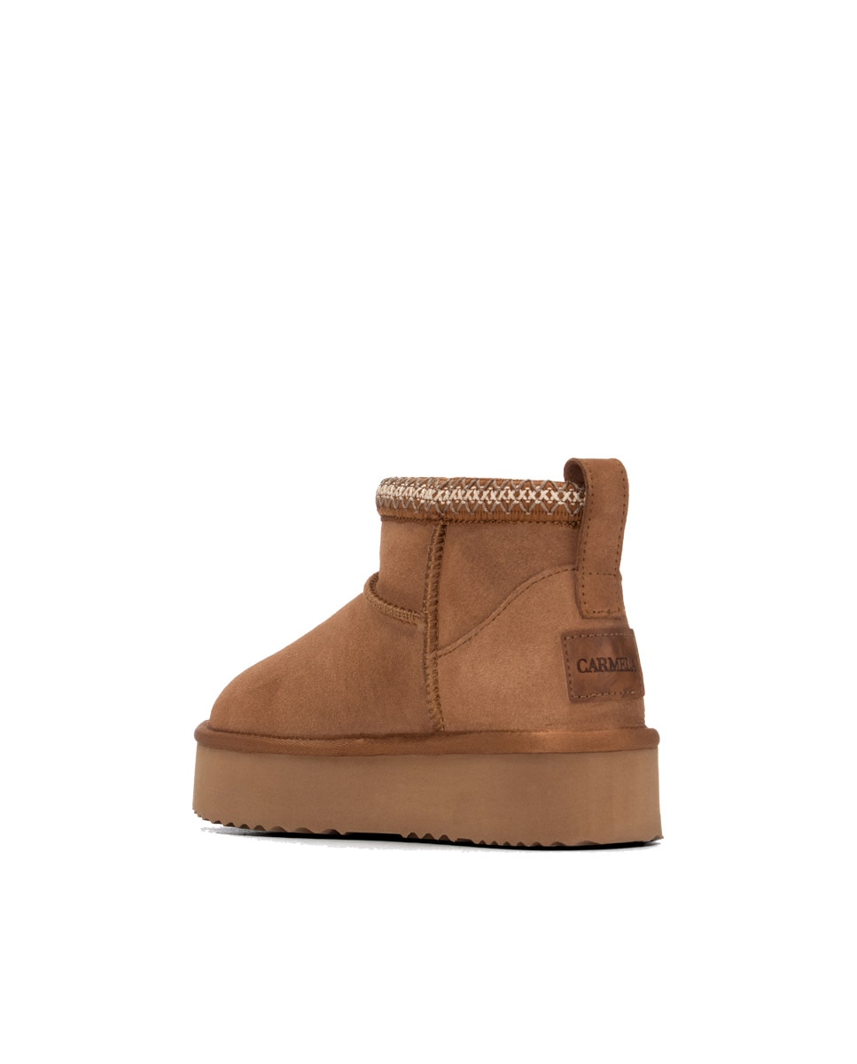 Botines con pelo de mujer de piel - Carmela - Camel Camel-2