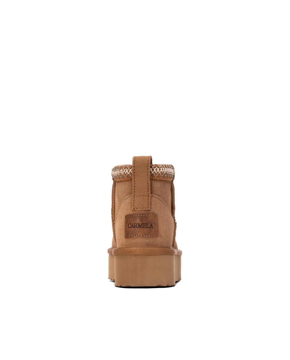 Botines con pelo de mujer de piel - Carmela - Camel Camel-5
