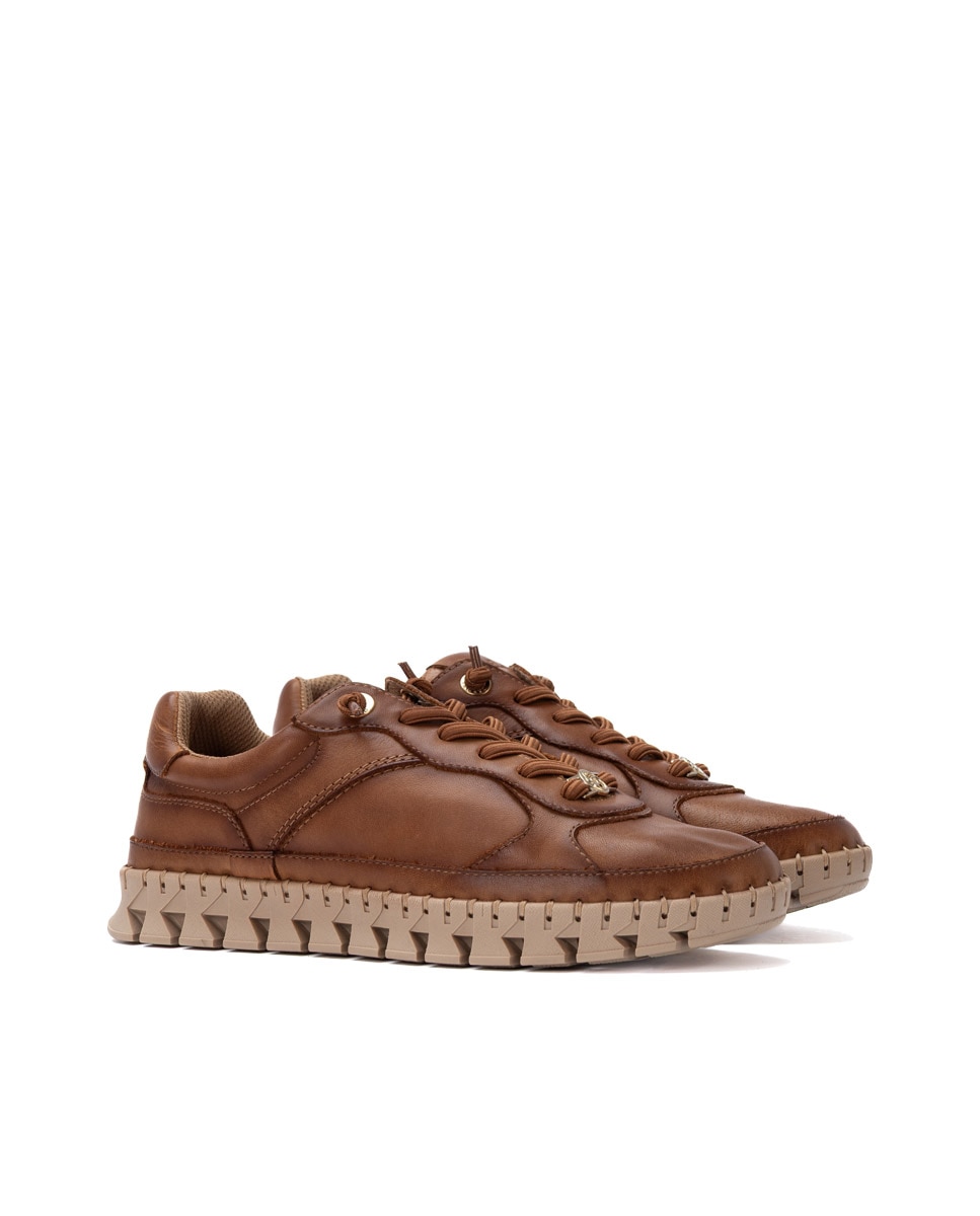 Zapatilla de mujer con cordones - Carmela - Camel Camel-4