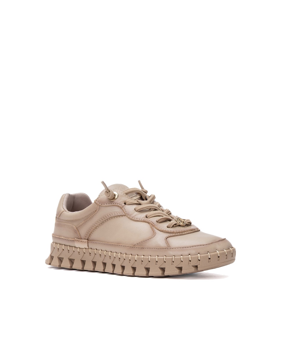 Zapatilla de mujer con cordones - Carmela - Beige Beige-4