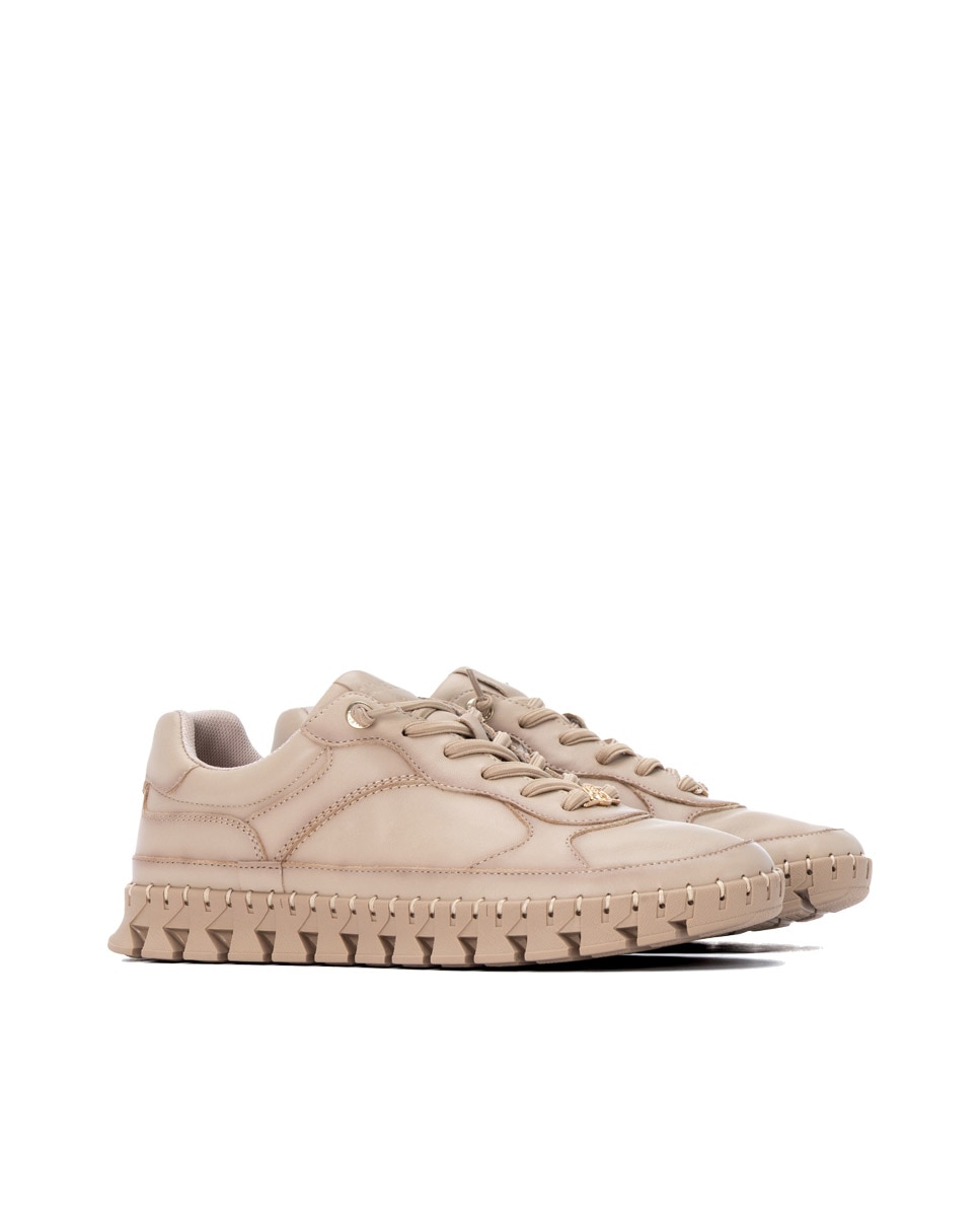 Zapatilla de mujer con cordones - Carmela - Beige Beige-2