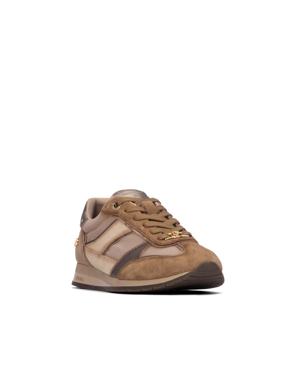 Zapatilla de mujer con cordones de piel - Carmela - Beige Beige-3