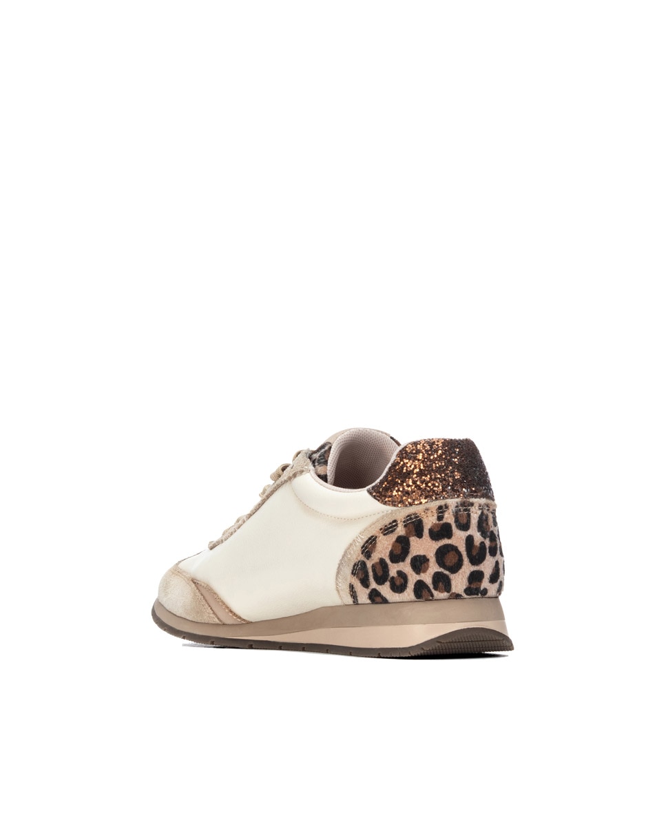 Zapatilla de mujer con cordones de piel - Carmela - Beige Beige-2