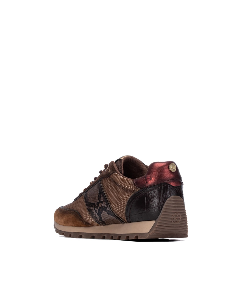Zapatilla de mujer con cordones de piel - Carmela - Marrón Marrón-2