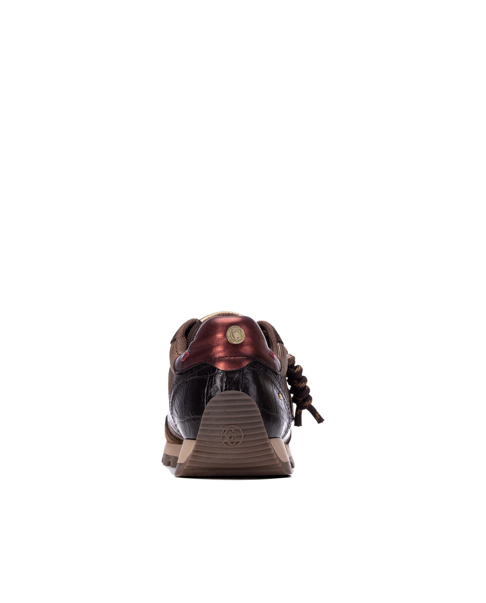 Zapatilla de mujer con cordones de piel - Carmela - Marrón Marrón-5