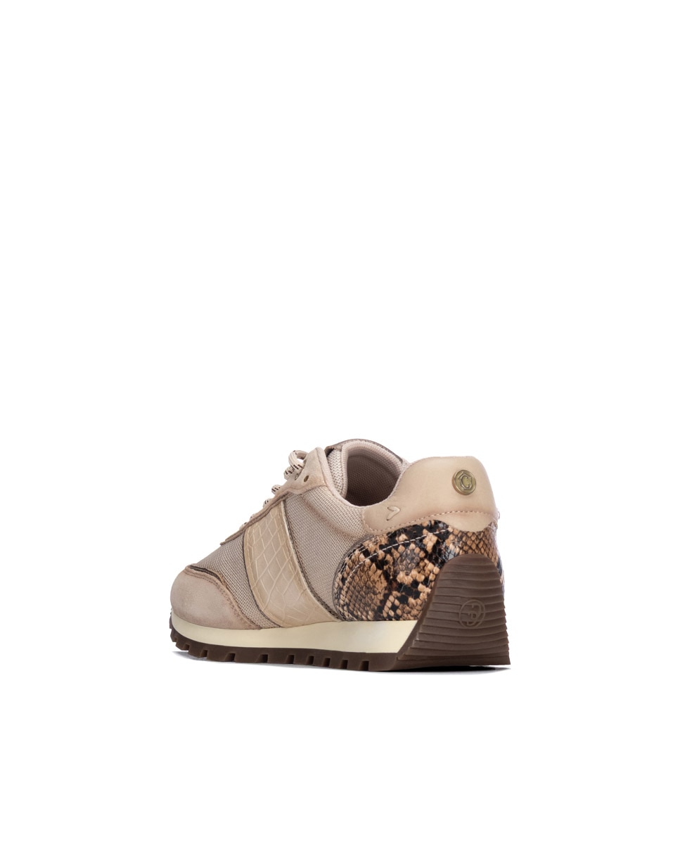 Zapatilla de mujer con cordones de piel - Carmela - Beige Beige-2
