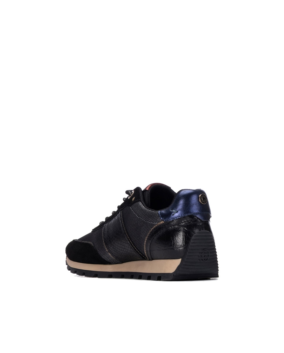 Zapatilla de mujer con cordones de piel - Carmela - Negro Negro-2