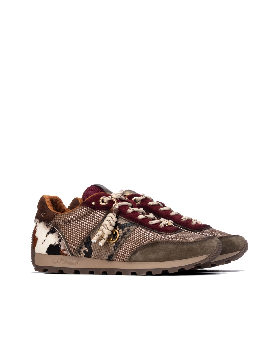 Zapatilla de mujer con cordones de piel - Carmela - Multicolor Multicolor-4