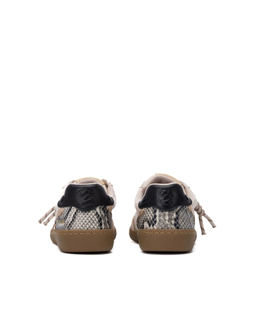 Zapatilla de mujer con cordones de piel - Carmela - Blanco Blanco-5