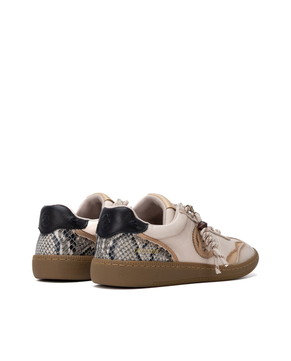 Zapatilla de mujer con cordones de piel - Carmela - Blanco Blanco-8
